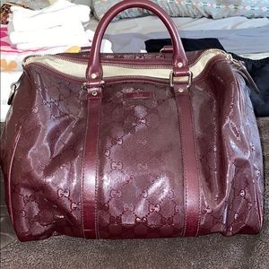 Maroon Gucci Boston Bag